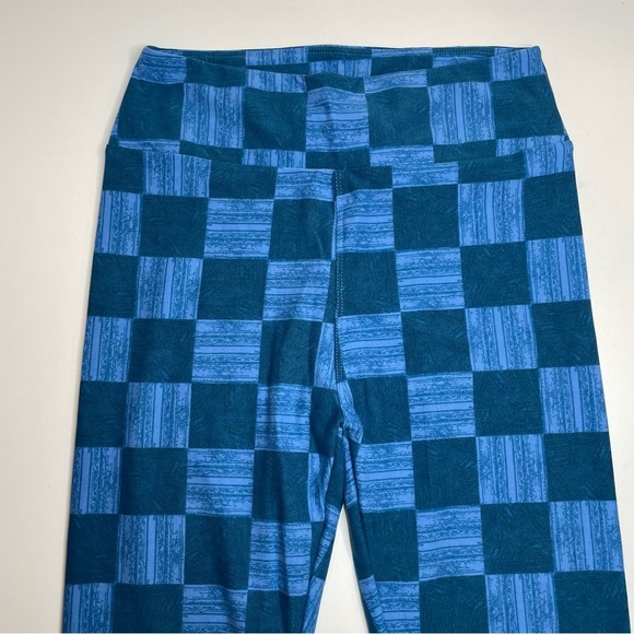 LuLaRoe Leggings OS One Size Set of 3 Blue Floral, Blue Squares, Black Birds - Picture 4 of 7